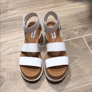 Steve Madden White Platform Sandals